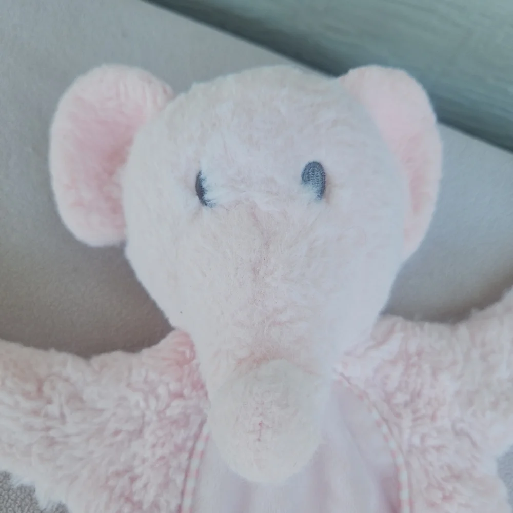Kellytoy Flatties Pink Elephant Lovey Lovie Security Blanket Baby Rattle Toy